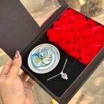 Red Bloom Pearl Necklace - Image 4